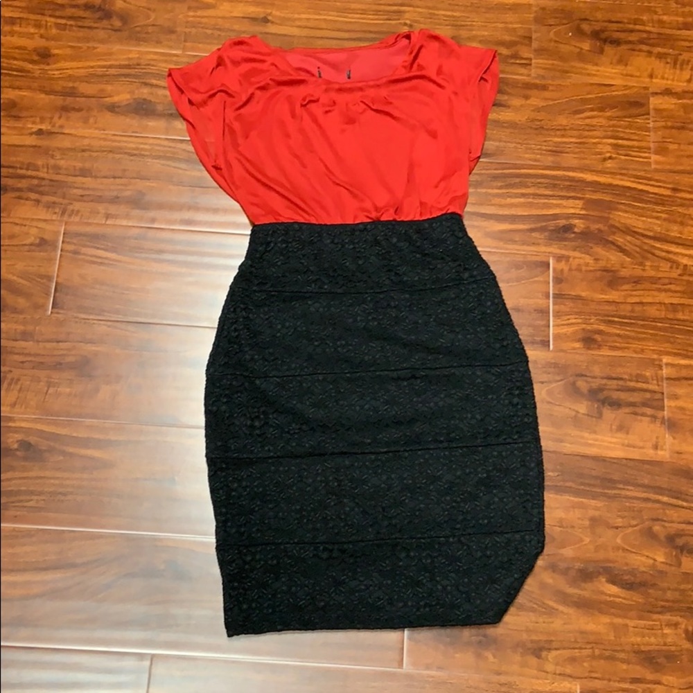 Red and black dress